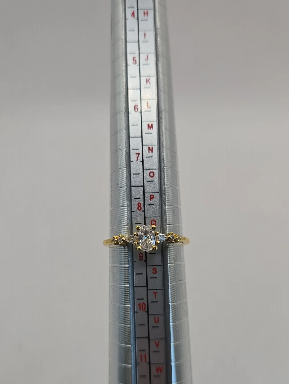 NEW Gold Oval CZ Ring with Side Accents - Women Jewelry
